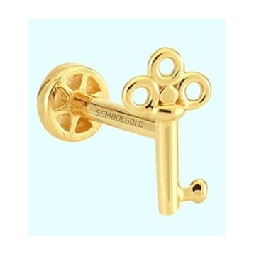 Sembol Gold 14 Ayar Altın Anahtar Tragus Piercing