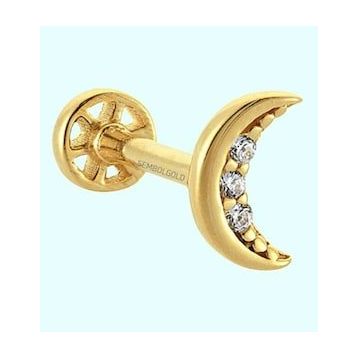 Sembol Gold 14 Ayar Altın Ay Tragus Piercing
