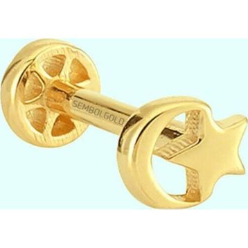 Sembol Gold 14 Ayar Altın Ayyıldız Tragus Piercing
