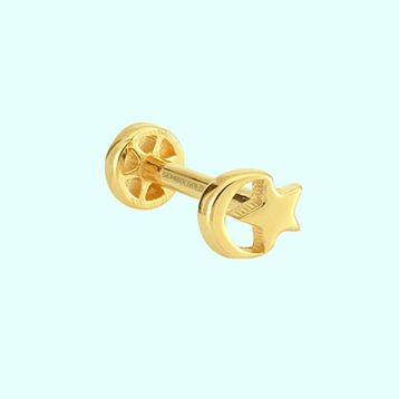 Sembol Gold 14 Ayar Altın Ayyıldız Tragus Piercing