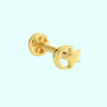 Sembol Gold 14 Ayar Altın Ayyıldız Tragus Piercing