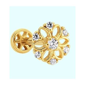 Sembol Gold 14 Ayar Altın Çiçek Tragus Piercing