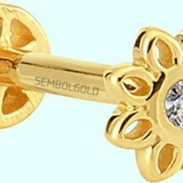 Sembol Gold 14 Ayar Altın Çiçek Tragus Piercing