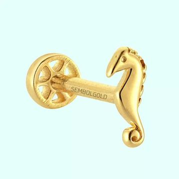 Sembol Gold 14 Ayar Altın Deniz Atı Tragus Piercing