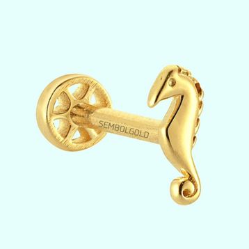 Sembol Gold 14 Ayar Altın Deniz Atı Tragus Piercing