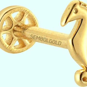 Sembol Gold 14 Ayar Altın Deniz Atı Tragus Piercing