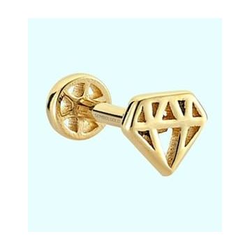 Sembol Gold 14 Ayar Altın Diamond Tragus Piercing
