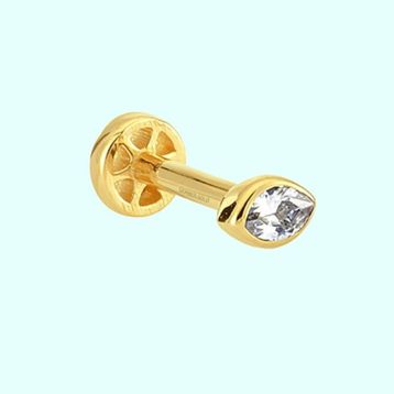 Sembol Gold 14 Ayar Altın Göz Tektaş Tragus Piercing
