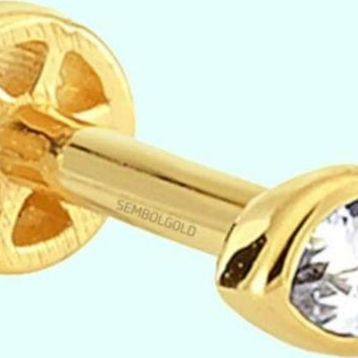 Sembol Gold 14 Ayar Altın Göz Tektaş Tragus Piercing