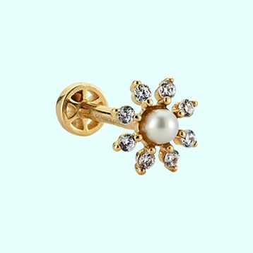 Sembol Gold 14 Ayar Altın İnci Tragus Piercing