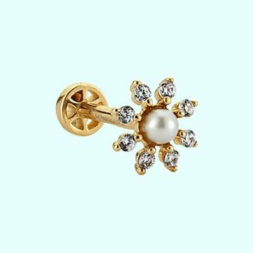 Sembol Gold 14 Ayar Altın İnci Tragus Piercing