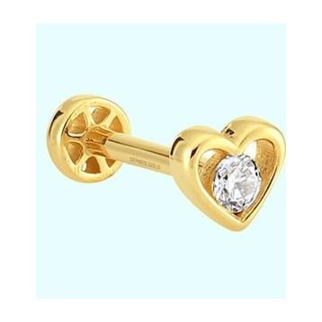 Sembol Gold 14 Ayar Altın Kalp Tektaş Tragus Piercing