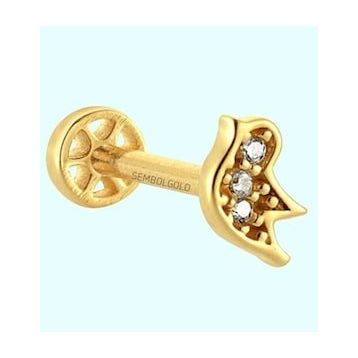 Sembol Gold 14 Ayar Altın Kuş Tragus Piercing
