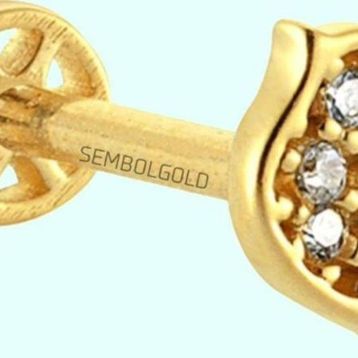 Sembol Gold 14 Ayar Altın Kuş Tragus Piercing