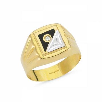 Sembol Gold 14 Ayar Altın Siyah Mineli Bay Yüzük