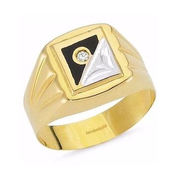 Sembol Gold 14 Ayar Altın Siyah Mineli Bay Yüzük