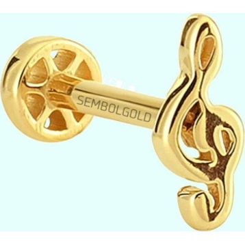 Sembol Gold 14 Ayar Altın Sol Tragus Piercing
