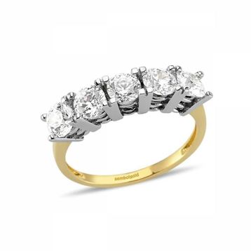 Sembol Gold 14 Ayar Altın Swarovski Taşlı 5 Taş Yüzük