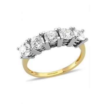 Sembol Gold 14 Ayar Altın Swarovski Taşlı 5 Taş Yüzük