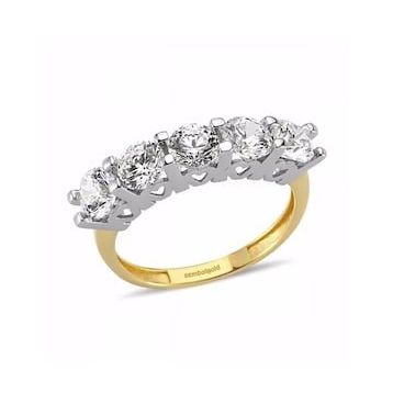Sembol Gold 14 Ayar Altın Swarovski Taşlı 5 Taş Yüzük