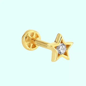 Sembol Gold 14 Ayar Altın Taşlı Yıldız Tragus Piercing