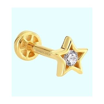 Sembol Gold 14 Ayar Altın Taşlı Yıldız Tragus Piercing