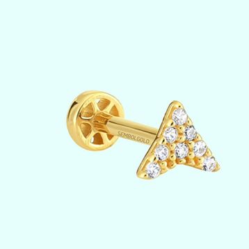 Sembol Gold 14 Ayar Altın Üçgen Tragus Piercing