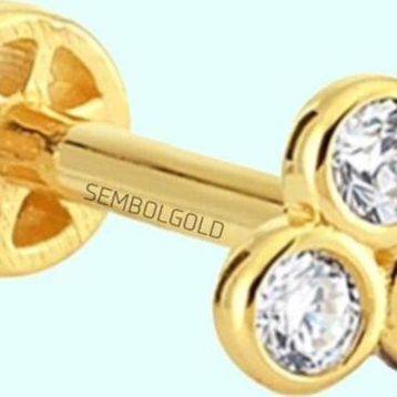 Sembol Gold 14 Ayar Altın Üçtaş Tragus Piercing