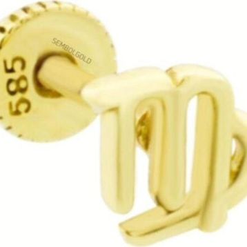 Sembol Gold 14 Ayar Başak Burcu Altın Tragus Piercing