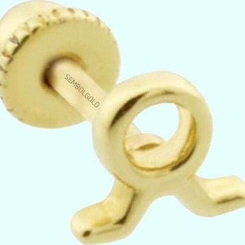 Sembol Gold 14 Ayar Boğa Burcu Altın Tragus Piercing