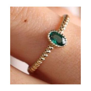 Sembol Gold 14 Ayar Burç Yüzükler Oval Emerald Altın Doğum Taşı Yüzük