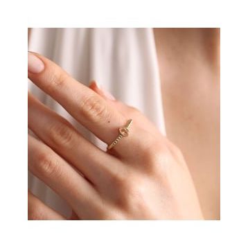 Sembol Gold 14 Ayar Burç Yüzükler Oval Topaz Altın Doğum Taşı Yüzük