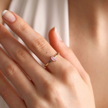 Sembol Gold 14 Ayar Burç Yüzükler Pink Altın Doğum Taşı Yüzük
