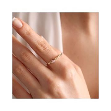Sembol Gold 14 Ayar Burç Yüzükler Pink Altın Doğum Taşı Yüzük