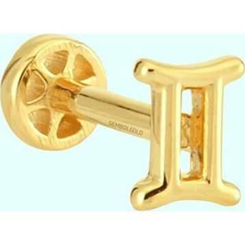 Sembol Gold 14 Ayar İkizler Burcu Altın Tragus Piercing