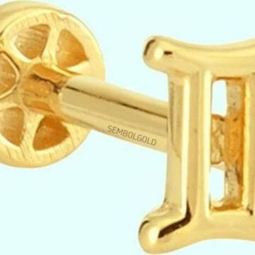 Sembol Gold 14 Ayar İkizler Burcu Altın Tragus Piercing
