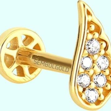 Sembol Gold 14 Ayar Melek Tragus Altın Piercing
