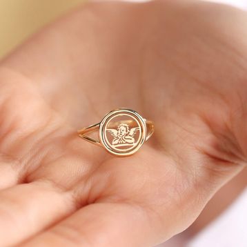 Sembol Gold 14 Ayar Parlak Form Altın Melek Yüzük