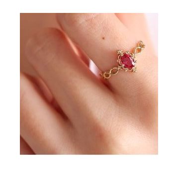 Sembol Gold 14 Ayar Ruby Altın Vintage Yüzük
