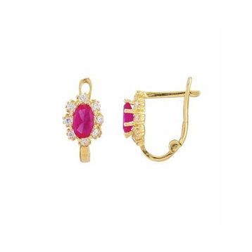 Sembol Gold 14 Ayar Ruby Taşlı Altın Çocuk Küpe
