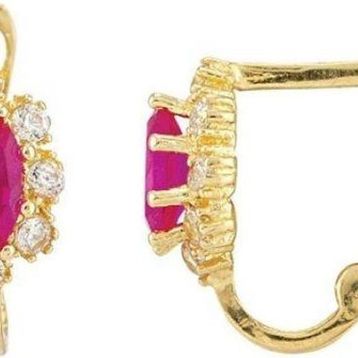 Sembol Gold 14 Ayar Ruby Taşlı Altın Çocuk Küpe