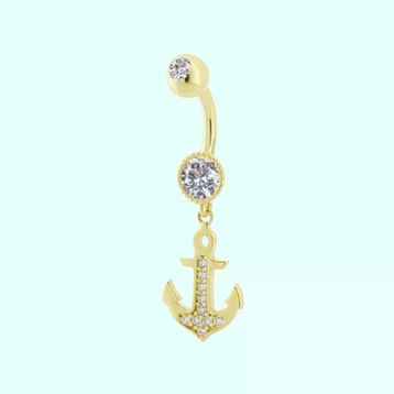 Sembol Gold 14 Ayar Sallantılı Çapa Altın Göbek Piercing