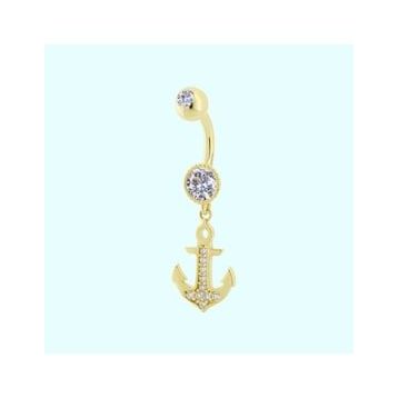 Sembol Gold 14 Ayar Sallantılı Çapa Altın Göbek Piercing