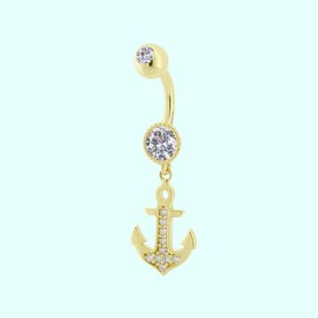 Sembol Gold 14 Ayar Sallantılı Çapa Altın Göbek Piercing