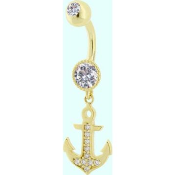 Sembol Gold 14 Ayar Sallantılı Çapa Altın Göbek Piercing