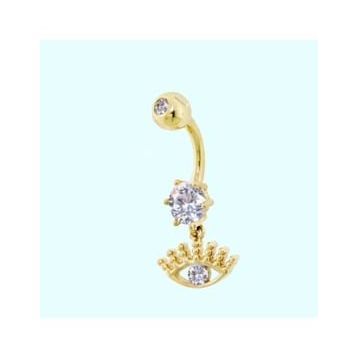 Sembol Gold 14 Ayar Sallantılı Göz Altın Göbek Piercing