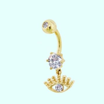 Sembol Gold 14 Ayar Sallantılı Göz Altın Göbek Piercing