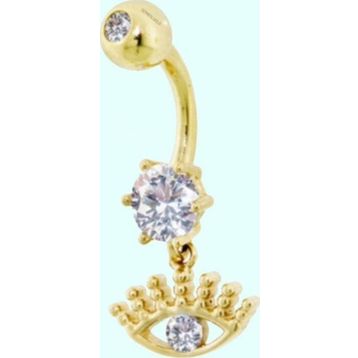 Sembol Gold 14 Ayar Sallantılı Göz Altın Göbek Piercing