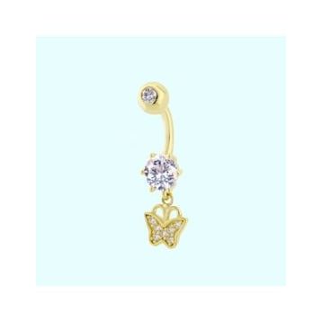 Sembol Gold 14 Ayar Sallantılı Kelebek Altın Göbek Piercing