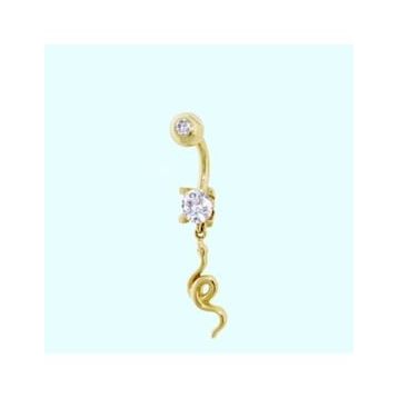 Sembol Gold 14 Ayar Sallantılı Yılan Altın Göbek Piercing
